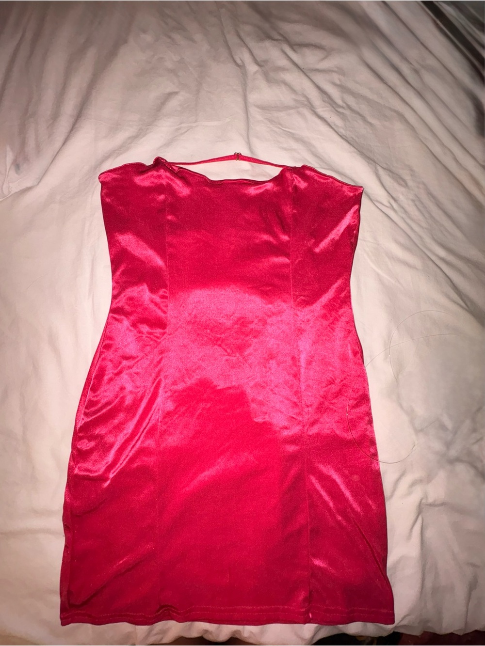 ASOS Satin Strapless Mini Dress in Hot Pink